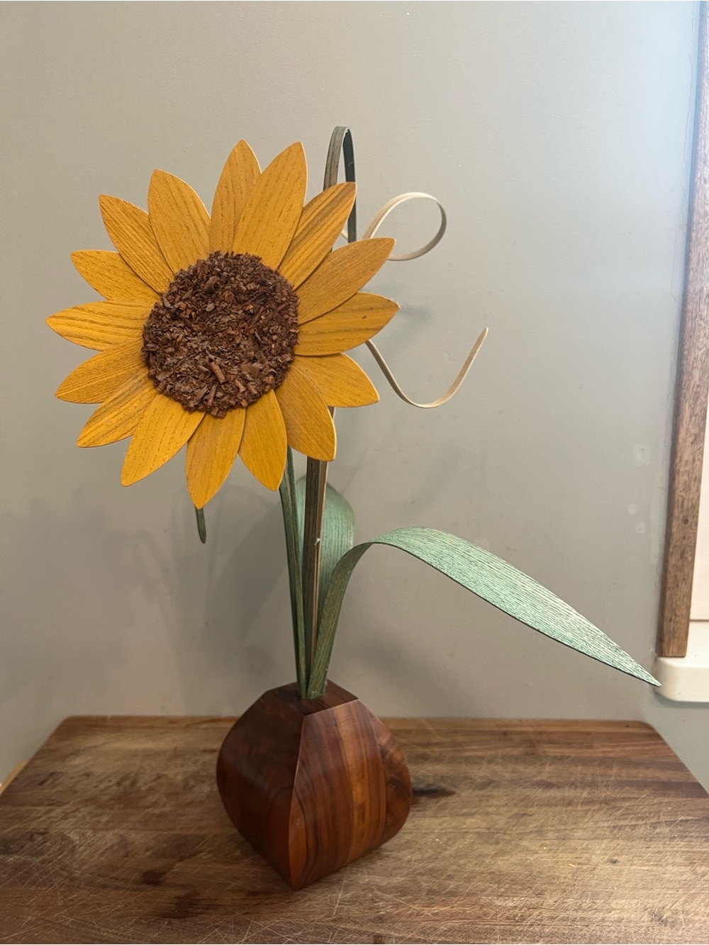 Wood Wildflowers Handcrafted Wooden Sunflower Tabletop Arrangement Artisan Decor